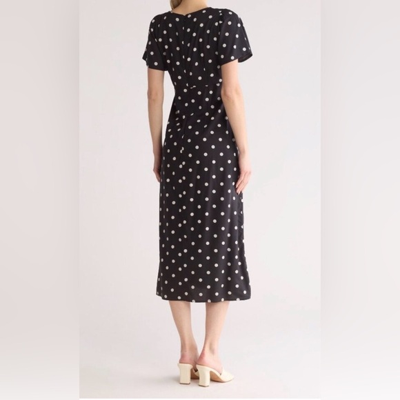 Madewell Black and White Polka Dot Midi Dress - Picture 2 of 7
